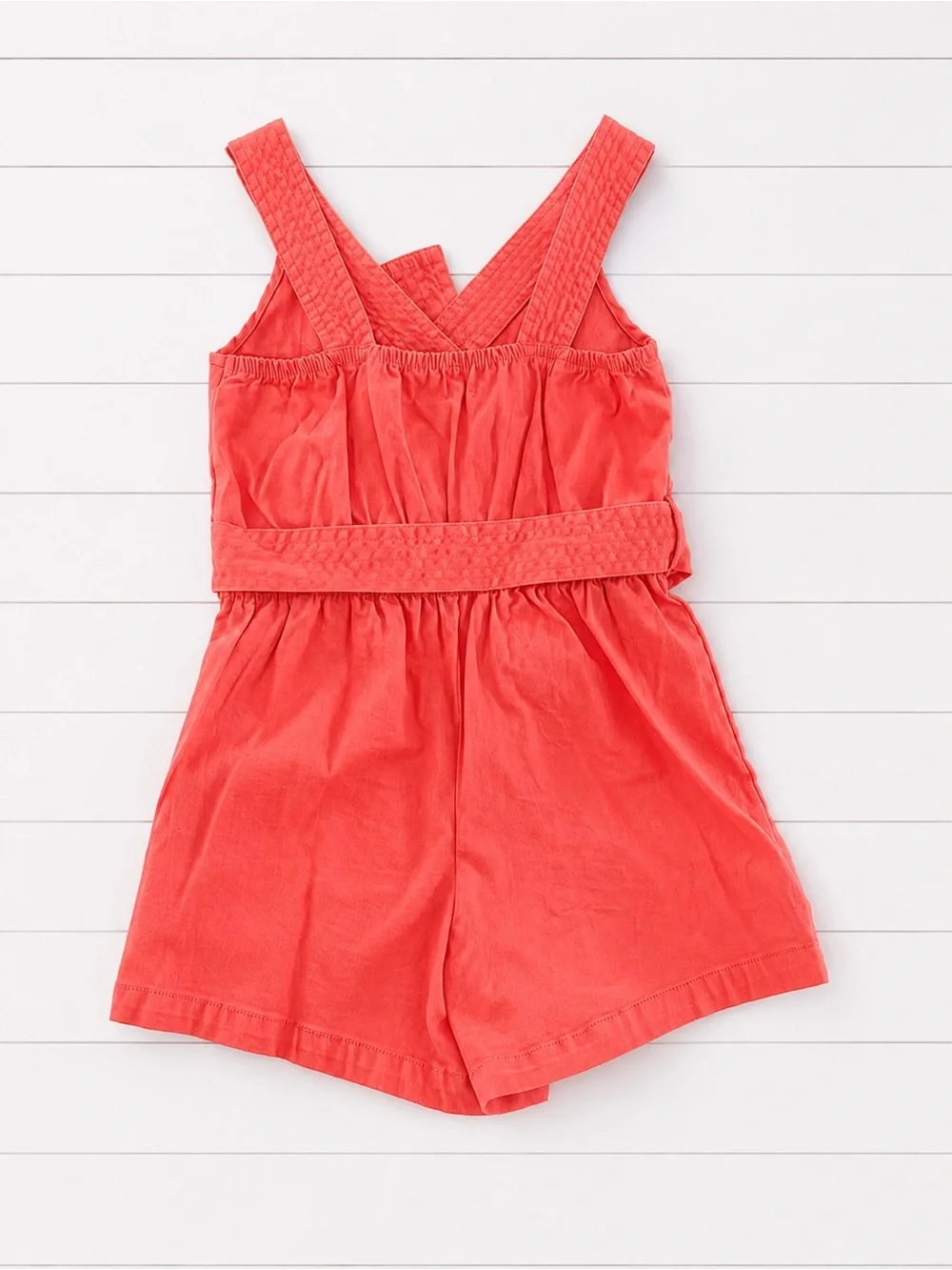 Habitual Coral Sleeveless Cotton Romper with matching belt